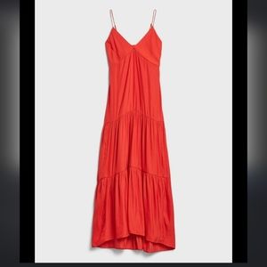 Banana republic size 0 tiered heam vibrant red maxi dress.